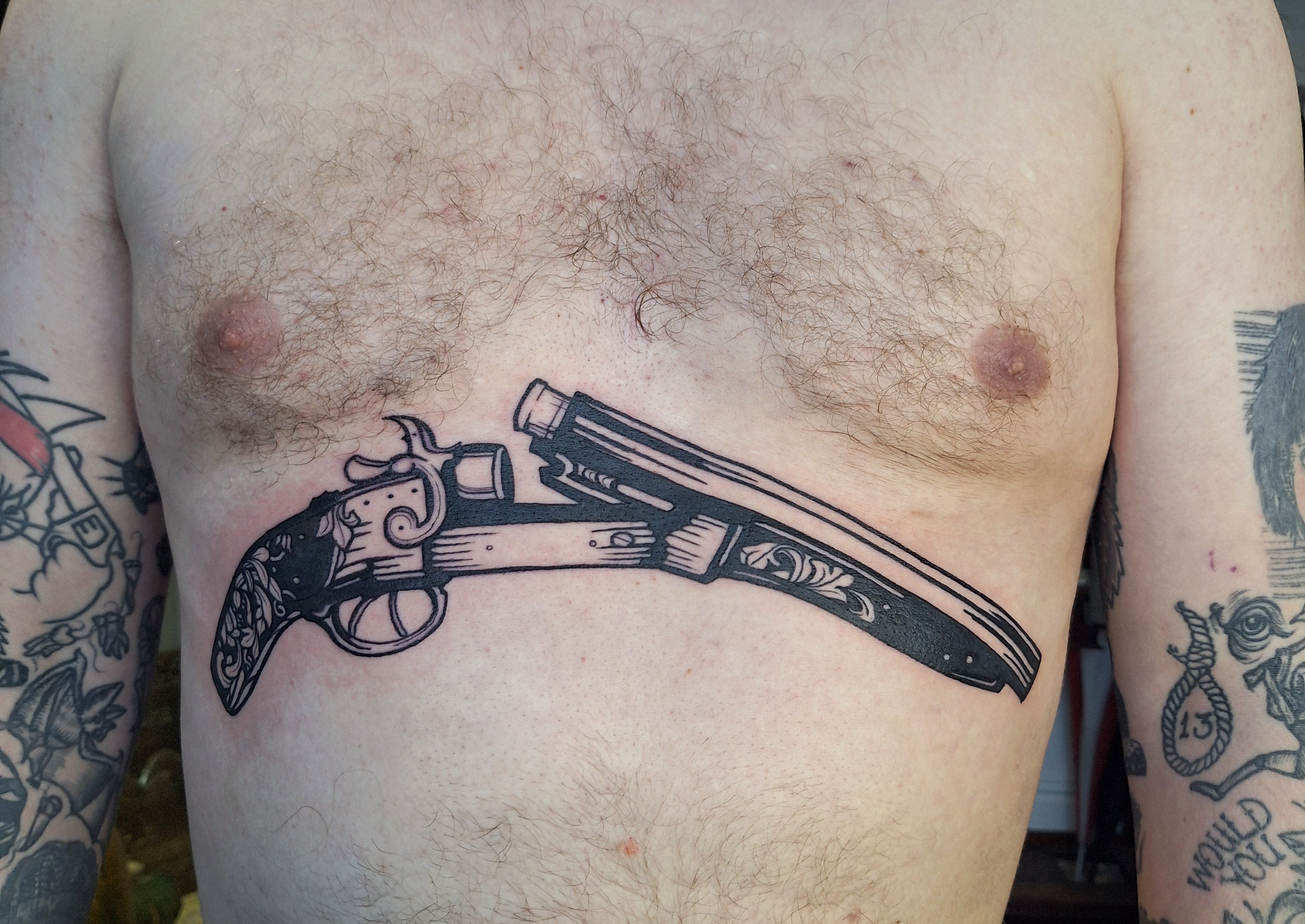 Shotgun tattoo, weapon tattoo
